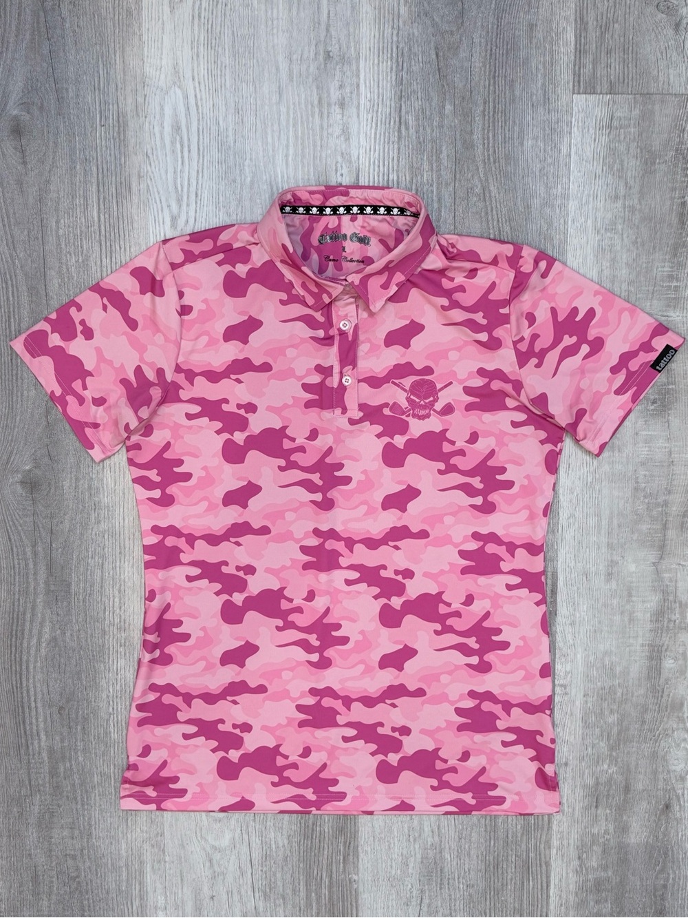 Tattoo Golf Ladies Camo Cool-Stretch Golf Shirt Pink Women’s Size L